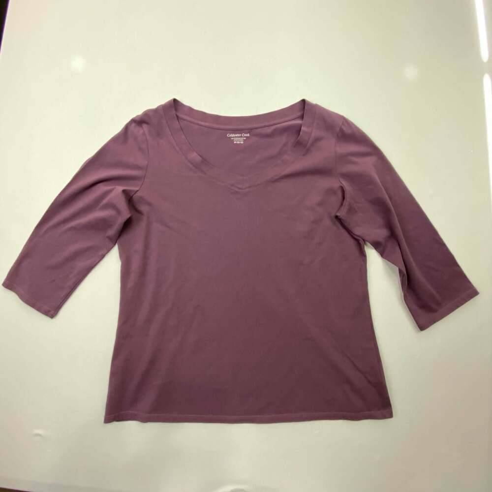 Coldwater Creek 100% Supima Cotton V-Neck 3/4 Sleeve Tee